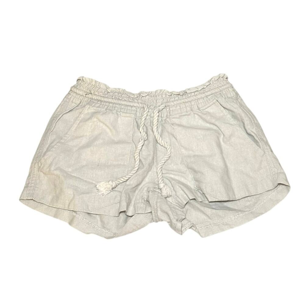 Roxy Oceanside Y2K Surfer Girl Linen Blend Beach Shorts Stone Beige Women’s XS